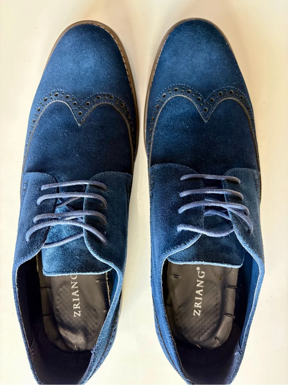 Men's Suede Wingtip Oxford Dress Shoes – Navy Blue